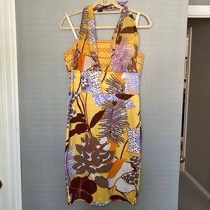 summer printed dress yellow/brown/purple/white